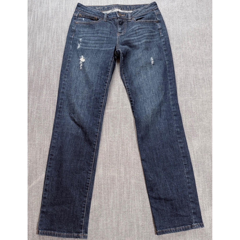 Jennifer Lopez Boyfriend Jeans Dark Wash Distressed Straight Leg Size 2L N3 26